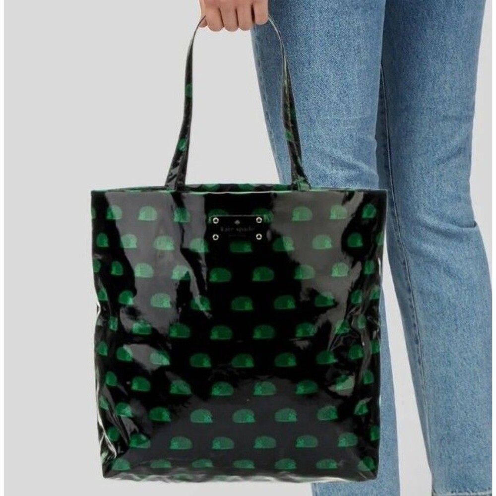 Kate Spade Large Tote Bag Navy Green Shopper Daycation Hedgehog Waterproof